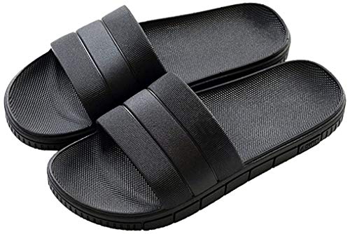 Herren/Damen Badeschuhe Hausschuhe Slippers Sommer Slide Pantoletten Badelatschen Strand Indoor/Outdoor rutschfest Baden Unisex Einfarbig,Schwarz,36-37 EU von Harrms