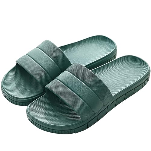 Herren/Damen Badeschuhe Hausschuhe Slippers Sommer Slide Pantoletten Badelatschen Strand Indoor/Outdoor rutschfest Baden Unisex Einfarbig, Armeegrün, 36/37 EU von Harrms