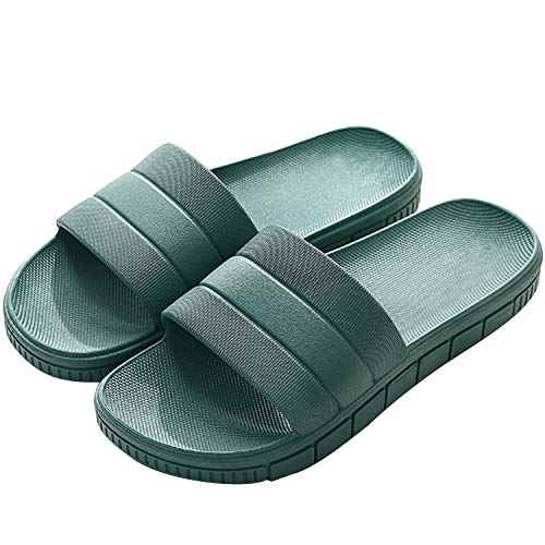 Herren/Damen Badeschuhe Hausschuhe Slippers Sommer Slide Pantoletten Badelatschen Strand Indoor/Outdoor Rutschfest Baden Unisex Einfarbig, Armeegrün, 38/39 EU von Harrms