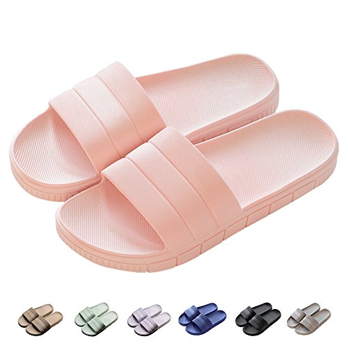Herren/Damen Badeschuhe Hausschuhe Slippers Sommer Slide Pantoletten Badelatschen Strand Indoor/Outdoor Rutschfest Baden Unisex Einfarbig,Pink,38-39 EU von Harrms