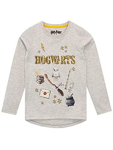 Harry Potter Mädchen Hogwarts Langarm Shirt Grau 110 von Harry Potter