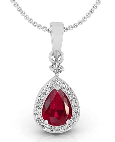 HARSHALI GEMS Anhänger aus 925er-Sterlingsilber, birnenförmig, roter Rubin, für Damen und Herren von HARSHALI GEMS