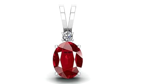 HARSHALI GEMS Anhänger aus 925er-Sterlingsilber, ovale Form, roter Rubin, für Damen und Herren von HARSHALI GEMS