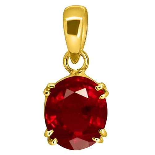 HARSHALI GEMS Zertifizierter 8,25 Ratti / 7,00 Karat A+ Qualität natürlicher Rubin Manik Ashtadhatu vergoldeter Anhänger/Medaillon Edelstein HARSHALI GEMS Zertifizierter 8,25 Ratti / 7,00 Karat A+ Qualität natürlicher Rubin Manik Ashtadhatu vergoldeter Anhänger/Medaillon Edelstein von HARSHALI GEMS