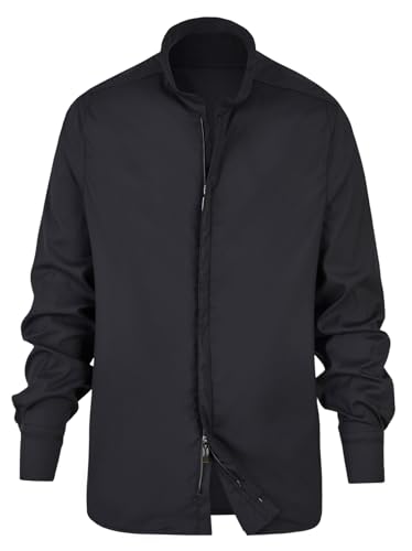 HARTWICH Montand - Stehkragenhemd schwarz mit Reißverschluss - Size L von HARTWICH