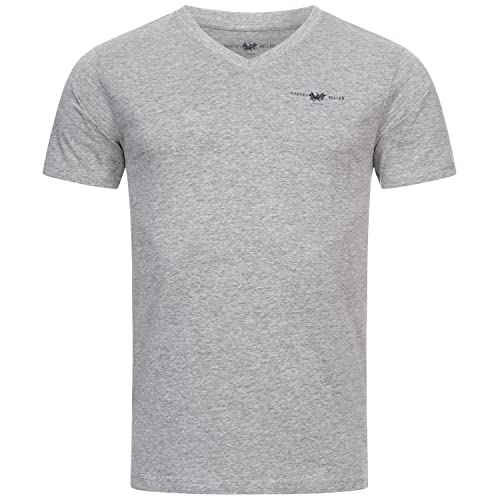 Herren T-Shirt, T-Shirt mit V-Ausschnitt, V-Neck, 2er Set, Tshirt für Herren (as3, Alpha, l, Regular, Regular, Grau/Schwarz) von HARVEY MILLER POLO CLUB