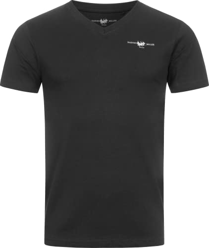 Herren T-Shirt, T-Shirt mit V-Ausschnitt, V-Neck, 2er Set, Tshirt für Herren (as3, Alpha, xx_l, Regular, Regular, Schwarz) von Harvey Miller Polo Club
