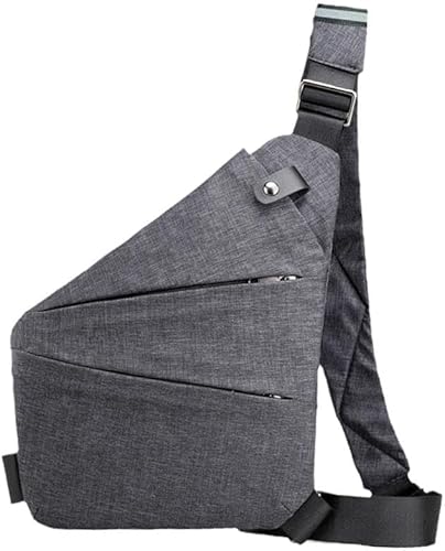 Diebstahlsichere Reisetasche, Diebstahlsichere Tasche, Anti Diebstahl Tasche, Schlanke UmhäNgetasche, Brusttasche aus Nylon für Damen und Herren, Leicht, Einfach (Grau Rechte Schulter) von HASAGEI