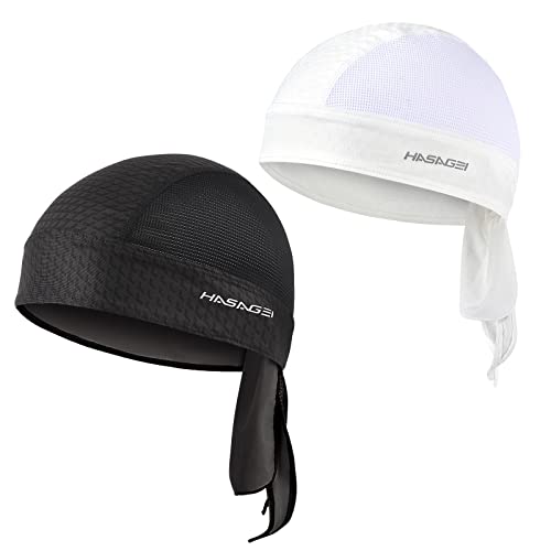 HASAGEI 2 Stück Sport Kopfbedeckung Bandana Cap Kopftuch Herrem Damen Biker Schädel Kappe Fahrradmütze, Schweißableitender Quick Dry Sommer Hat von HASAGEI