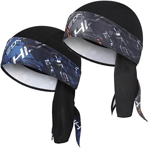 HASAGEI Bandana Herren Damen Atmungsaktiv Kopftuch Sports Bandana Cap Laufmütze Schnelltrocknend Kopftuch Unterm Radhelm Sommer Kopftücher Fahrrad Mütze (Blau+Orange) von HASAGEI