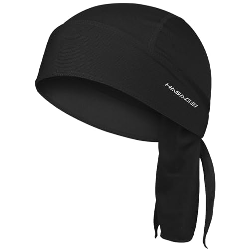 HASAGEI Bandana Herren Damen Atmungsaktiv Kopftuch Sports Bandana Cap Laufmütze Schnelltrocknend Kopftuch Unterm Radhelm Sommer Kopftücher Fahrrad Mütze (Einfarbig Schwarz) von HASAGEI