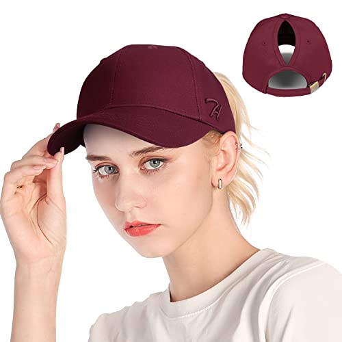 HASAGEI Baseball Cap Damen Pferdeschwanz Baseball Cap Verstellbar Basecap Outdoor Hut Baumwolle Retro Mützen Baseballkappe Hat Mit Zöpfen Loch Loop Hut Atmungsaktiv Sonnenschutz Sommercap von HASAGEI