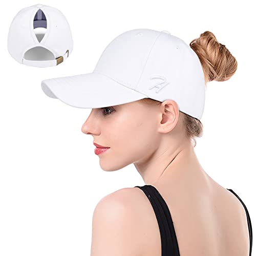 HASAGEI Baseball Cap Damen Pferdeschwanz Baseball Cap Verstellbar Basecap Outdoor Hut Baumwolle Retro Mützen Baseballkappe Hat Mit Zöpfen Loch Loop Hut Atmungsaktiv Sonnenschutz Sommercap von HASAGEI