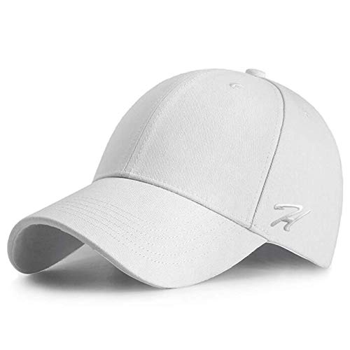 HASAGEI Baseball Cap Herren Damen Basecap Baseball Kappe Reine Farbe Baseboard Baseballkappe Cotton Cap für Tennis Golf Reisen (55-62, Weiß) von HASAGEI