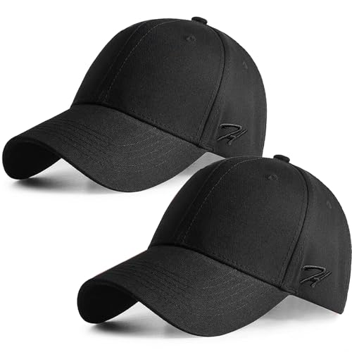 HASAGEI Baseball Cap Herren Damen Basecap Baseball Kappe Reine Farbe Baseboard Baseballkappe Cotton Cap für Tennis Golf Reisen (Schwarz+Schwarz) von HASAGEI