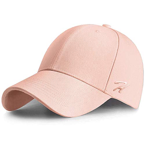 HASAGEI Baseball Cap Herren Damen Basecap Baseball Kappe Reine Farbe Baseboard Baseballkappe Cotton Cap für Tennis Golf Reisen (55-62, Rosa) von HASAGEI