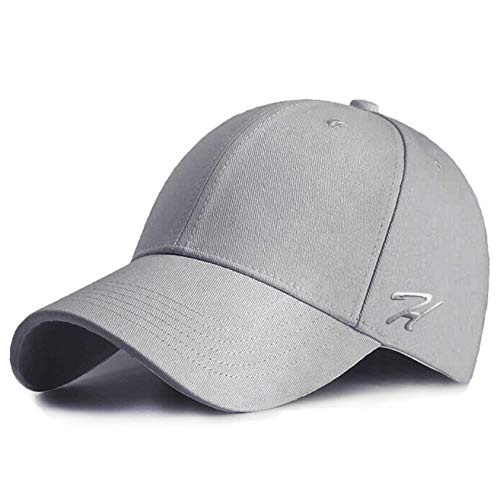 HASAGEI Baseball Cap Herren Damen Basecap Baseball Kappe Reine Farbe Baseboard Baseballkappe Cotton Cap für Tennis Golf Reisen (55-63, Grau) von HASAGEI