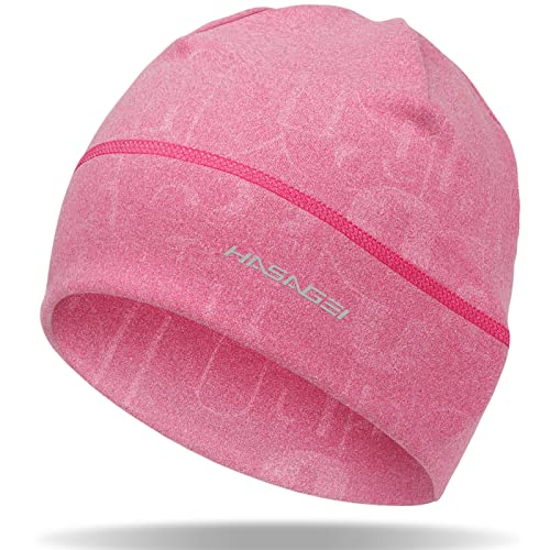 HASAGEI Laufmütze Herren Damen, Winter Mütze Unisex, Weich Elastisch Sportmütze, Winddichte Prägung Fahrrad Mütze Thermo Wintermütze Geeignet für Frühling Herbst und Winter (Rosa) von HASAGEI