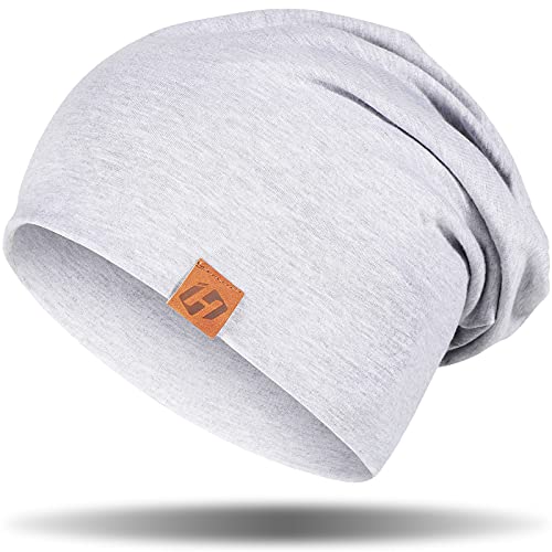 HASAGEI Mütze Damen Leicht Weich Unisex Slouch Beanie Elastisch Mütze Herren für alle Jahreszeiten (Hellgrau) von HASAGEI