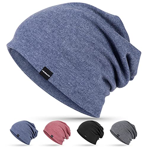 HASAGEI Mütze Herren, Slouch Beanie Damen, Leichte Dünne Mütze, Weich Baumwolle Chemo Mütze, Klassische Unisex Jersey Mütze für Frühling Herbst und Winter von HASAGEI