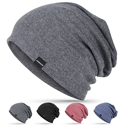 HASAGEI Mütze Herren, Slouch Beanie Damen, Leichte Dünne Mütze, Weich Baumwolle Chemo Mütze, Klassische Unisex Jersey Mütze für Frühling Herbst und Winter von HASAGEI