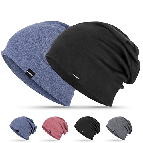 HASAGEI Mütze Herren, Slouch Beanie Damen, Leichte Dünne Mütze, Weich Baumwolle Chemo Mütze, Klassische Unisex Jersey Mütze für Frühling Herbst und Winter von HASAGEI