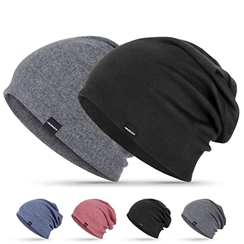 HASAGEI Mütze Herren, Slouch Beanie Damen, Leichte Dünne Mütze, Weich Baumwolle Chemo Mütze, Klassische Unisex Jersey Mütze für Frühling Herbst und Winter von HASAGEI