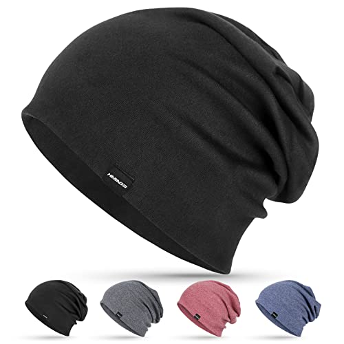 HASAGEI Mütze Herren, Slouch Beanie Damen, Leichte Dünne Mütze, Weich Baumwolle Chemo Mütze, Klassische Unisex Jersey Mütze für Frühling Herbst und Winter von HASAGEI