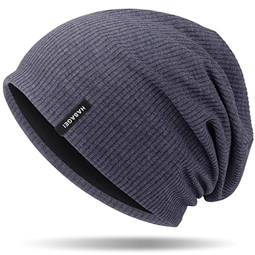 HASAGEI Mütze Herren Damen, Slouch Beanie Mütze Damen, Übergangszeit Weiche Leicht Modische Jersey Beanie, Unisex Warm Winter Mütze Ideal für Frühling Herbst und Winter (Blau) von HASAGEI