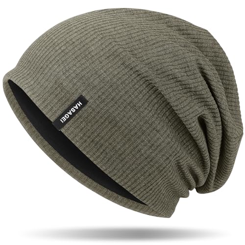 HASAGEI Mütze Herren Damen, Slouch Beanie Mütze Damen, Übergangszeit Weiche Leicht Modische Jersey Beanie, Unisex Warm Winter Mütze Ideal für Frühling Herbst und Winter (Grün) von HASAGEI