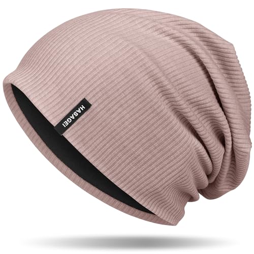 HASAGEI Mütze Herren Damen, Slouch Beanie Mütze Damen, Übergangszeit Weiche Leicht Modische Jersey Beanie, Unisex Warm Winter Mütze Ideal für Frühling Herbst und Winter (Licht Kachi) von HASAGEI