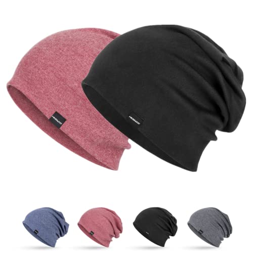 Slouch Beanie Mütze - Leichte Dünne Unisex Jersey Kopfbedeckung für Damen und Herren - Weiche Baumwolle Chemo Mütze für Frühling, Herbst und Winter von HASAGEI
