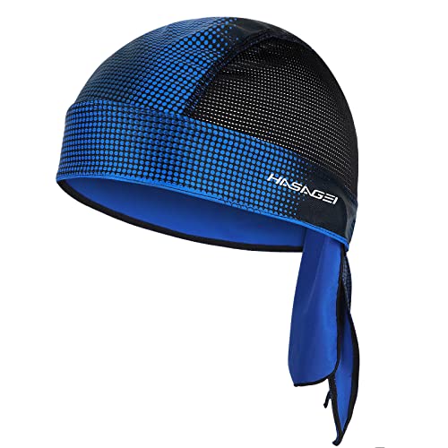 HASAGEI Sport Kopfbedeckung Bandana Cap Kopftuch Herrem Damen Biker Schädel Kappe Fahrradmütze, Schweißableitender Quick Dry Sommer Hat (Blue) von HASAGEI