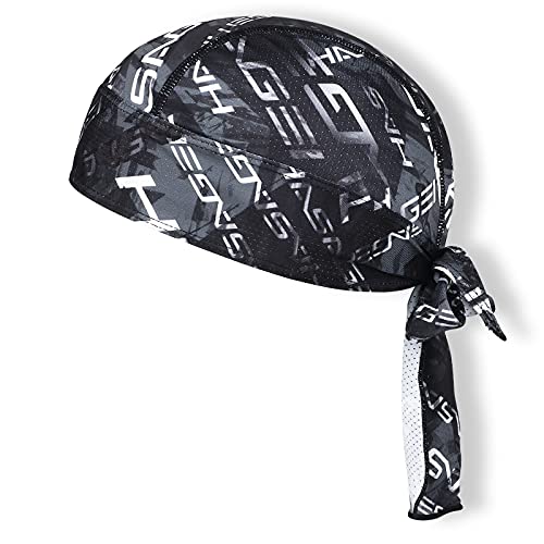 HASAGEI Sports Bandana Cap Durag Bandana Kopftuch Fahrrad Kopfbedeckung Atmungsaktiv nimmt Schweiß auf Hat,Muster (Schwarz-Weiss) von HASAGEI