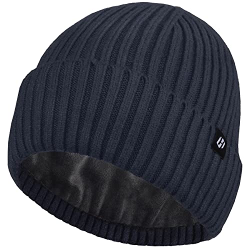 HASAGEI Strickmütze Damen Beanie Herren Damen Mütze Dicke Fleece Mütze Thermal Atmungsaktivem Unisex Cuffed Beanie Mütze Herren Weich Strickmütze Herbst Winter Stretch Wintermütze (Blau) von HASAGEI