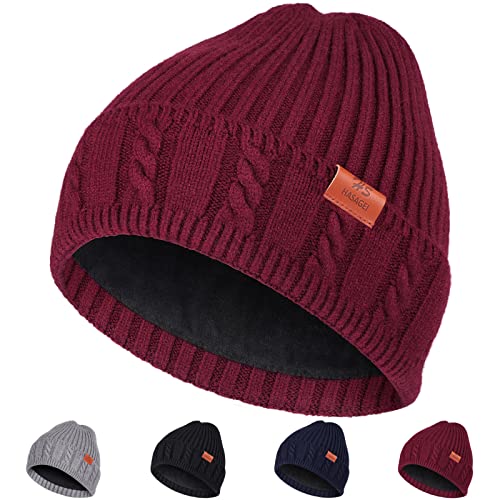 HASAGEI Winter Beanie Mütze Herren Damen, Unisex Thermo Wintermütze Twist Strickmütze Damen Skimütze mit Bündchen Weiche Fleece-gefütterte Isolierte warme Mütze Winddichte Verdickte Mütze von HASAGEI