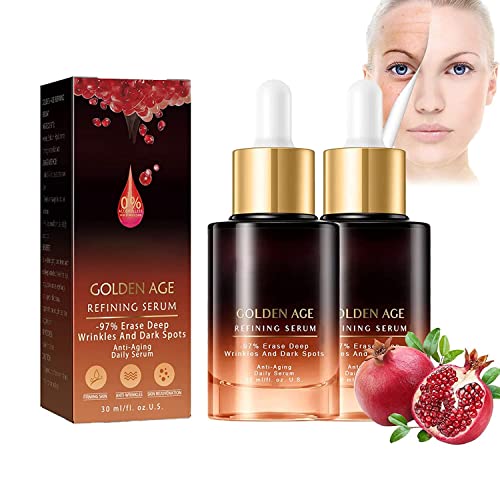 Vitamin C Serum for Face with Hyaluronic Acid, Anti Aging Vitamin C Face Serum for Women to Boost Collagen, Reduce Wrinkle, Dark Spot, Young Golden Age Refining Serum (2 Stück) von HASAGEI