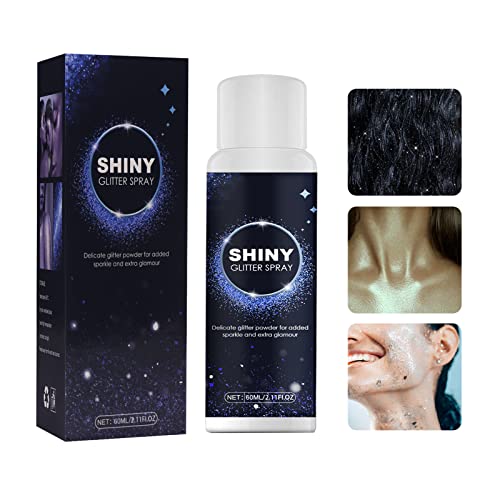HASAIKA® Glitzerspray Körper, Body Glitter Spray, 60ml Körperspray mit Sternenglitzer Funkelnder Körperhaar Highlighter Make up Glitter für Haar Gesicht Körper, Weihnachten, Halloween von HASAIKA