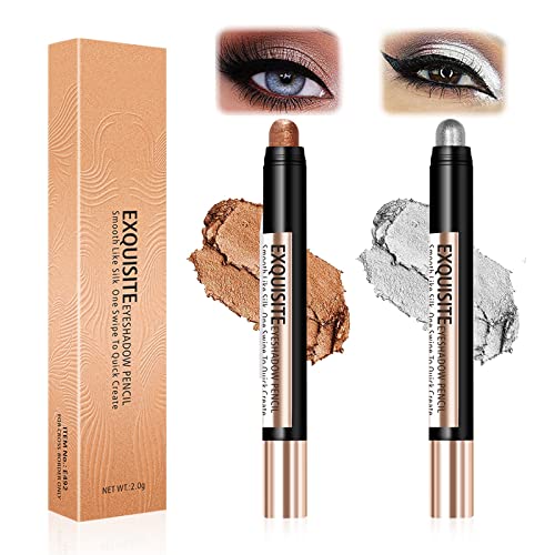 HASAIKA® Lidschattenstift, Highlighter lidschattenstift, Wasserfester Lidschattenstift, Creme Lidschatten Bleistift, Glitter Lidschatten Stift,Langanhaltender Make up Stift, 2 Stück von HASAIKA