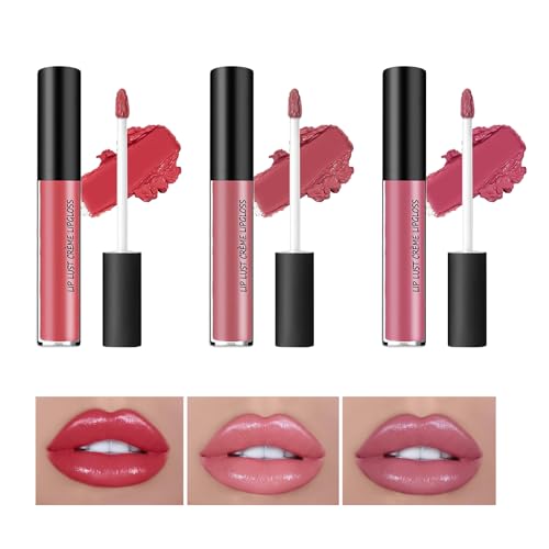 HASAIKA® Lip Gloss Set, Hydrating Lip Jam, Voluminöser Lippen Balsam, Pflegendes, feuchtigkeitsspendendes, wasserfestes und lang anhaltendes Lippen-Makeup für Frauen (3 Farben) von HASAIKA