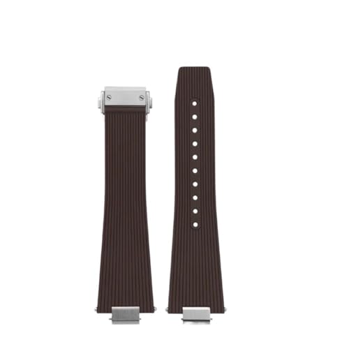 HASGTFM 12 mm Herren-Uhrenarmband, passend for Tissot PRX T137.407 T137.410 Super Player, modisches Gummi-Armband, Schnellverschluss-Silikon-Armband(Brown Silver) von HASGTFM