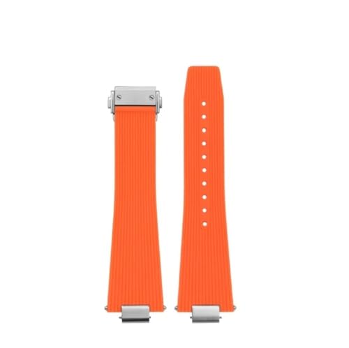 HASGTFM 12 mm Herren-Uhrenarmband, passend for Tissot PRX T137.407 T137.410 Super Player, modisches Gummi-Armband, Schnellverschluss-Silikon-Armband(Orange Silver) von HASGTFM
