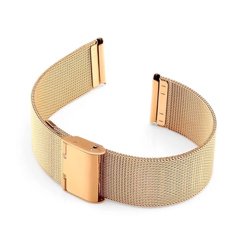 HASGTFM 18/20/22 mm Stahlband, Uhrenarmband for Herren und Damen, ultradünnes Metall-Edelstahl-Universalarmband, schwarzes silbernes Armband(Rose Gold,14mm) von HASGTFM