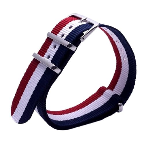 HASGTFM 18mm 20mm Army Sports Nylon Stoffarmband Atmungsaktive schwarze Gürtelschnallenbänder Uhrenzubehör 16mm 22mm 24mm Uhrenarmbänder(M09,24mm) von HASGTFM