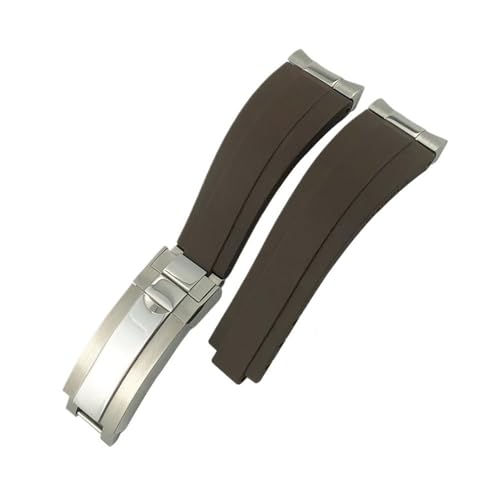 HASGTFM 19 mm, 20 mm, 21 mm, Metallglied, gebogenes Ende, Gummi-Armband, passend for Rolex Submariner, passend for DAYTONA Yacht-Master, passend for GMT-Armband, Silikonarmbänder(Brown,20MM_ROSE) von HASGTFM