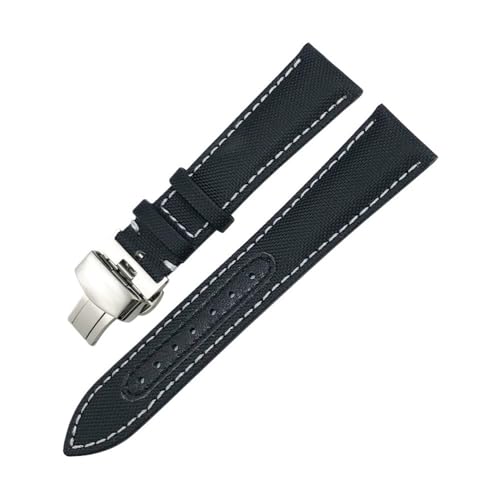 HASGTFM 19 mm 21 mm Nylon-Leder-Canvas-Uhrenarmband, 20 mm, 22 mm, passend for Omega, passend for Seamaster 300 At150, passend for Planet, passend for Ocean, passend for Tissot, passend for CASIO, pas von HASGTFM
