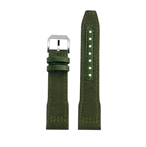 HASGTFM 20 21 22mm Blau Grün Armband Passend for IWC Nylon Leder Armband Big Pilot Little Prince Mark 18 Uhrenarmband(Green silver pin,21mm) von HASGTFM