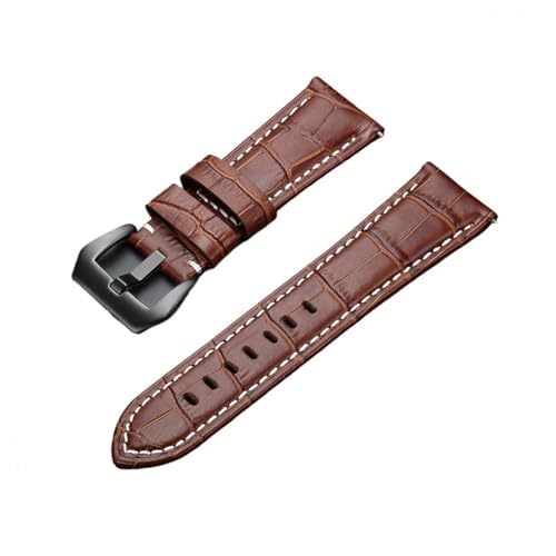 HASGTFM 20 22 24 26 mm Leder-Uhrenarmband, blaues Armband, Uhrenzubehör, Armband mit massiver Metallschnalle(Brown(black),22mm) von HASGTFM