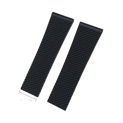 HASGTFM 20 mm 21 mm 22 mm 23 mm 24 mm geflochtenes Silikon-Gummi-Armband, passend for Breitling, passend for Superocean Navitimer Avenger, passend for Longines Uhrenarmband(Black No buckle,21mm) von HASGTFM