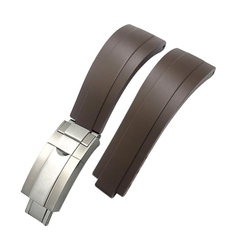HASGTFM 20 mm 21 mm Gummi-Armband mit kurzer Schnalle, passend for Rolex, passend for Daytona Submariner Role OYSTERFLEX Yacht Master, kleines Handgelenk-Silikonarmband(Brown-Buckle,21mm) von HASGTFM